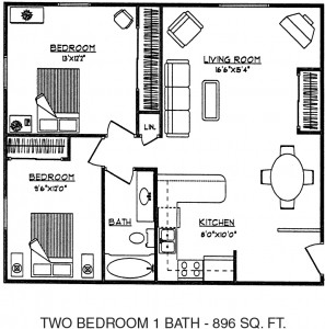 Countryside West 2 Bedroom Apartment Floor Plan